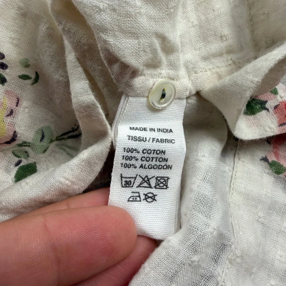 Bonpoint Girls Dress Floral Cotton Gauze Cream 12m